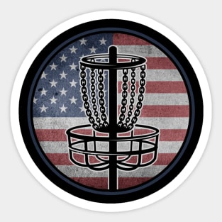 Funny Disc Golf Player USA American Flag Sticker